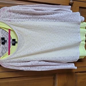 2 PC Sm long sleeve beige tunic with yellow tank top